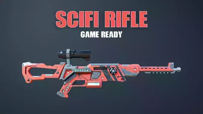 Scifi Rifle Game Ready Low-poly 3D model