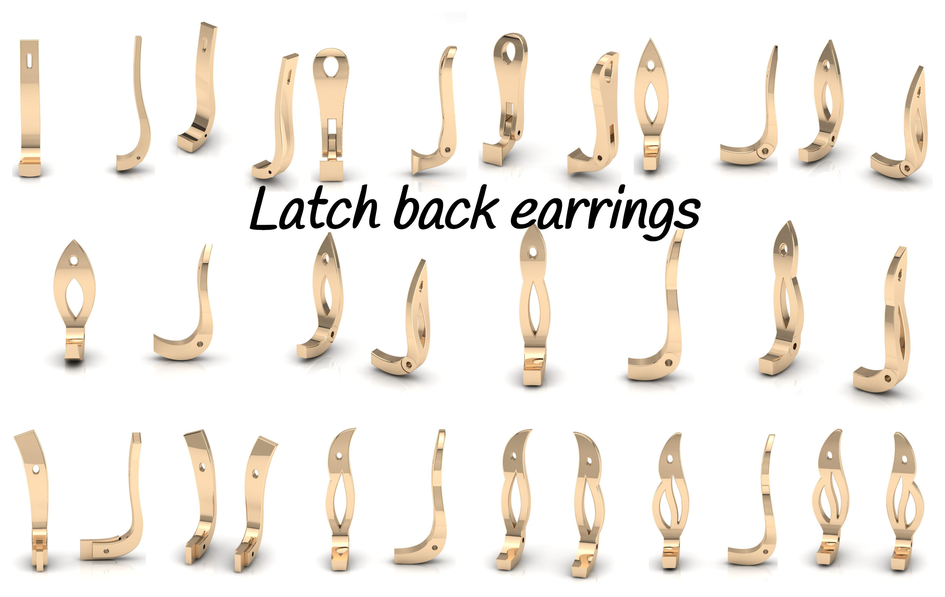 Latch back earrings 3D model 3D printable CGTrader