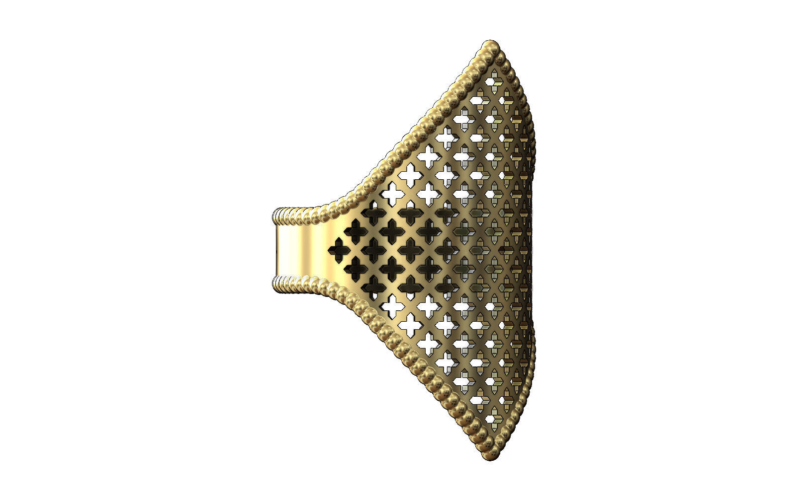 Moroccan beldi ring with moucharabieh motif 3D print model_3