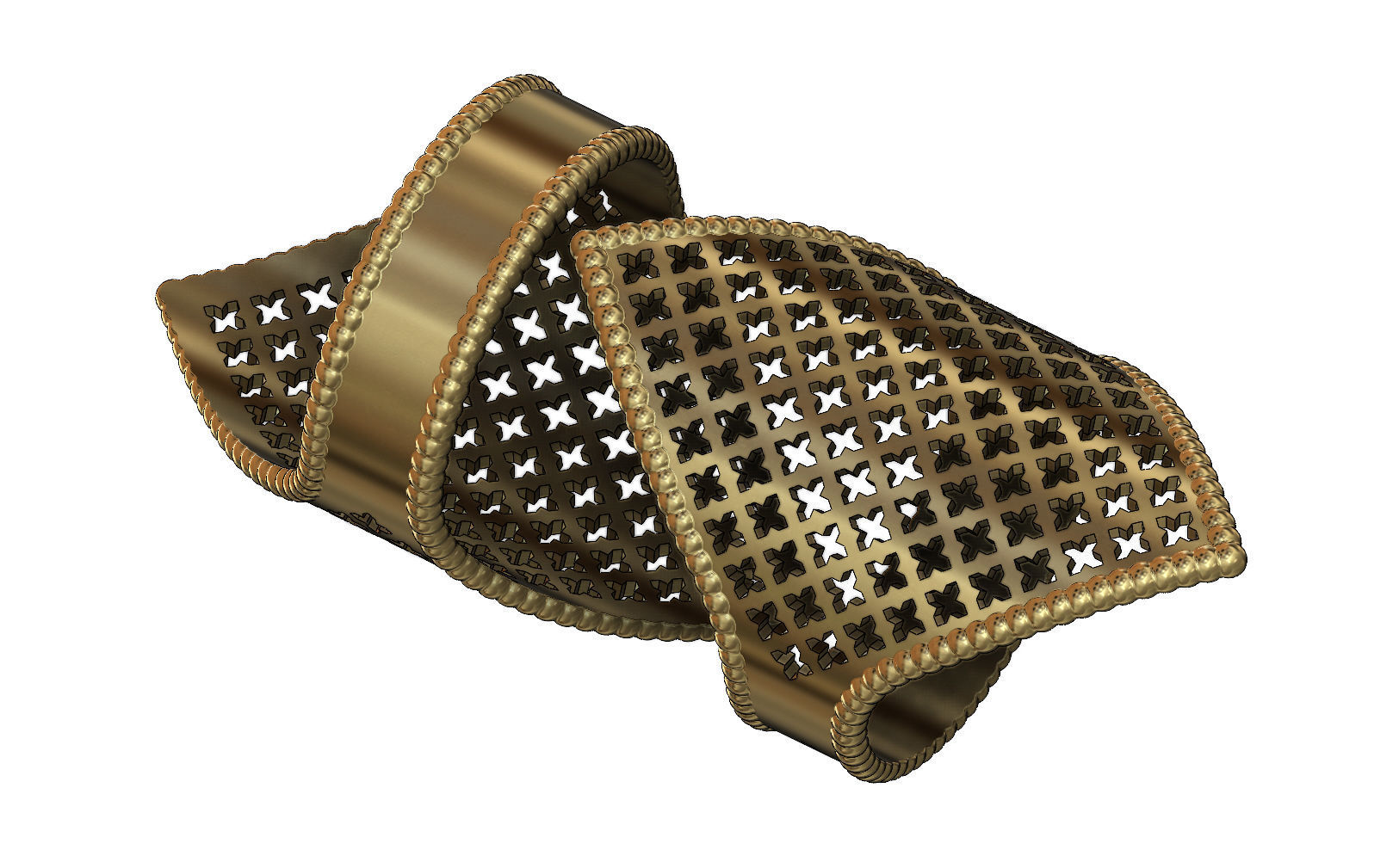 Moroccan beldi ring with moucharabieh motif 3D print model_4