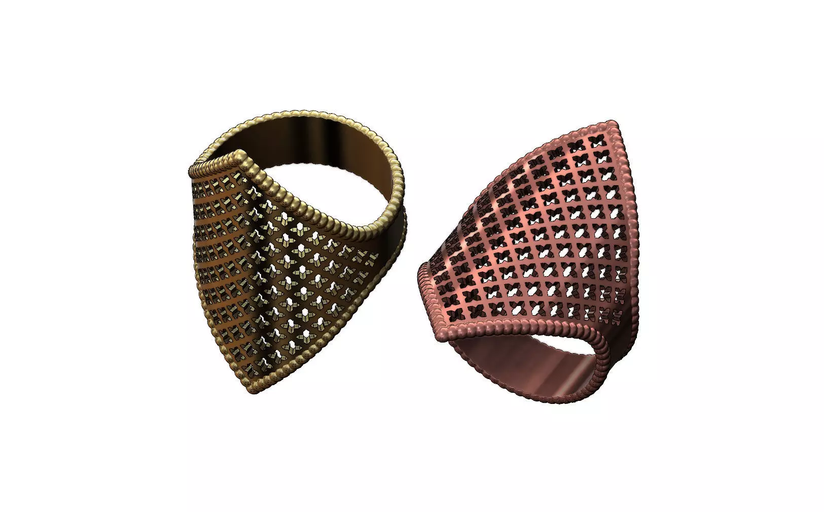 Moroccan beldi ring with moucharabieh motif 3D print model_0