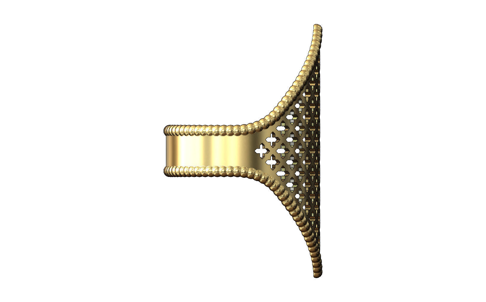 Moroccan beldi ring with moucharabieh motif 3D print model_5