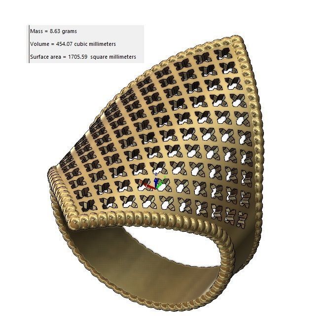 Moroccan beldi ring with moucharabieh motif 3D print model_11