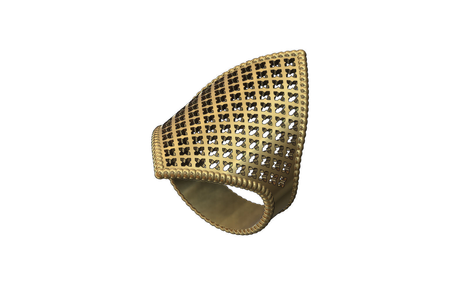 Moroccan beldi ring with moucharabieh motif 3D print model_1