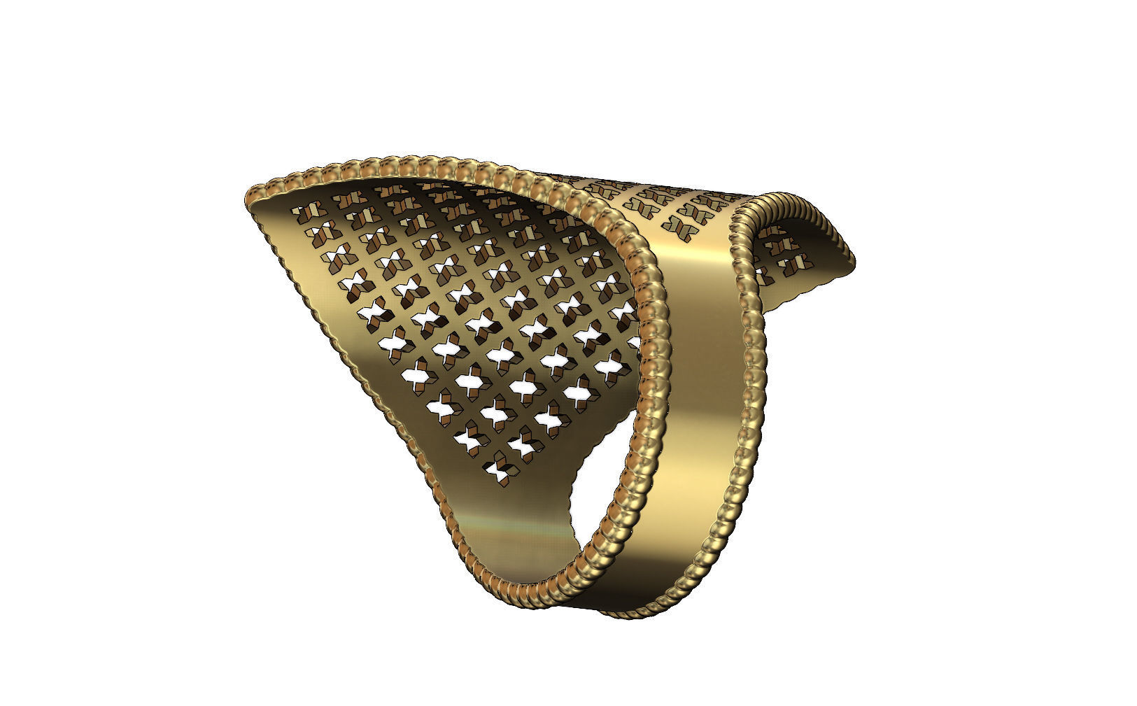 Moroccan beldi ring with moucharabieh motif 3D print model_10