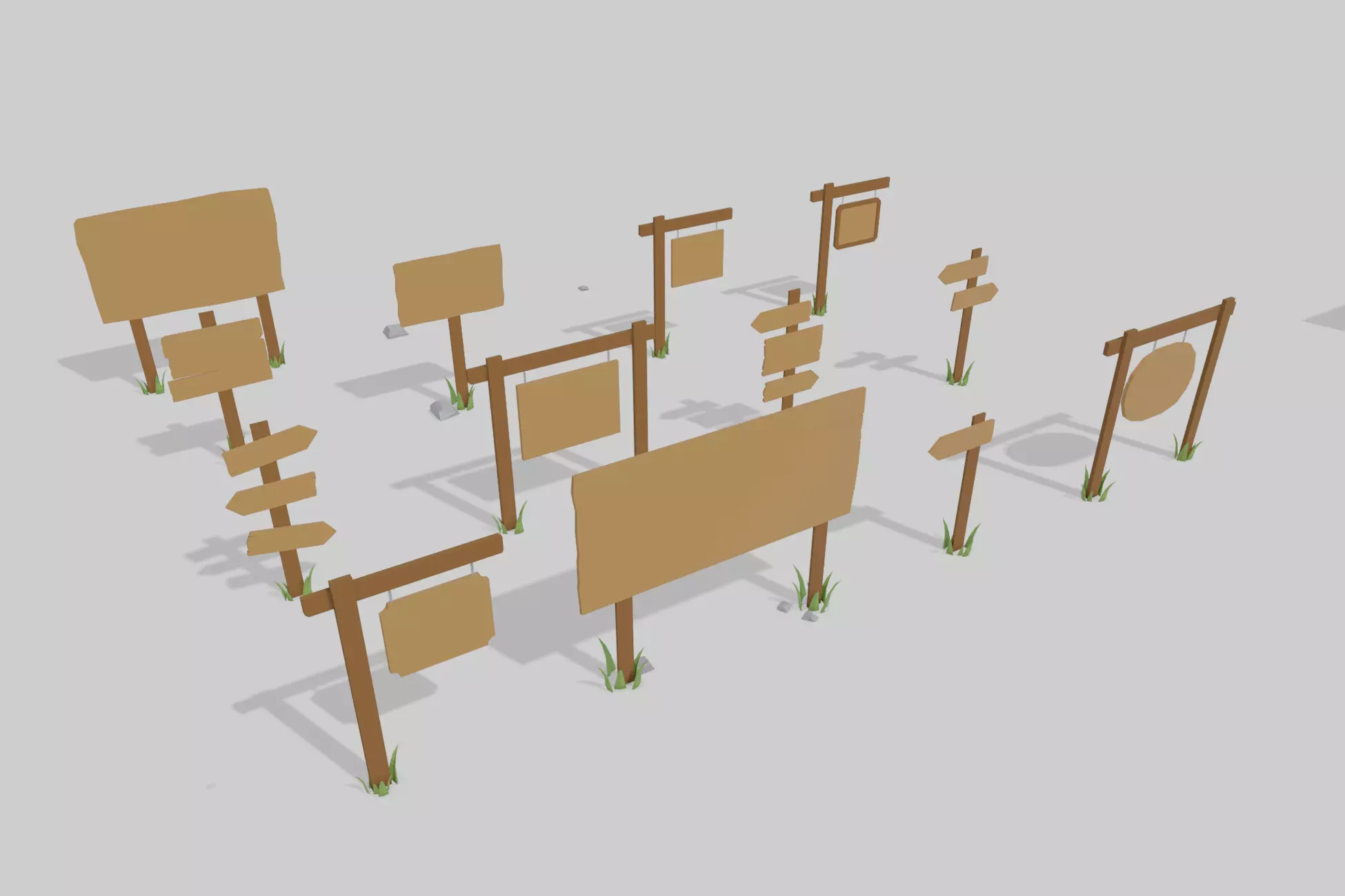 Lowpoly Wood Signs Free low-poly 3D model