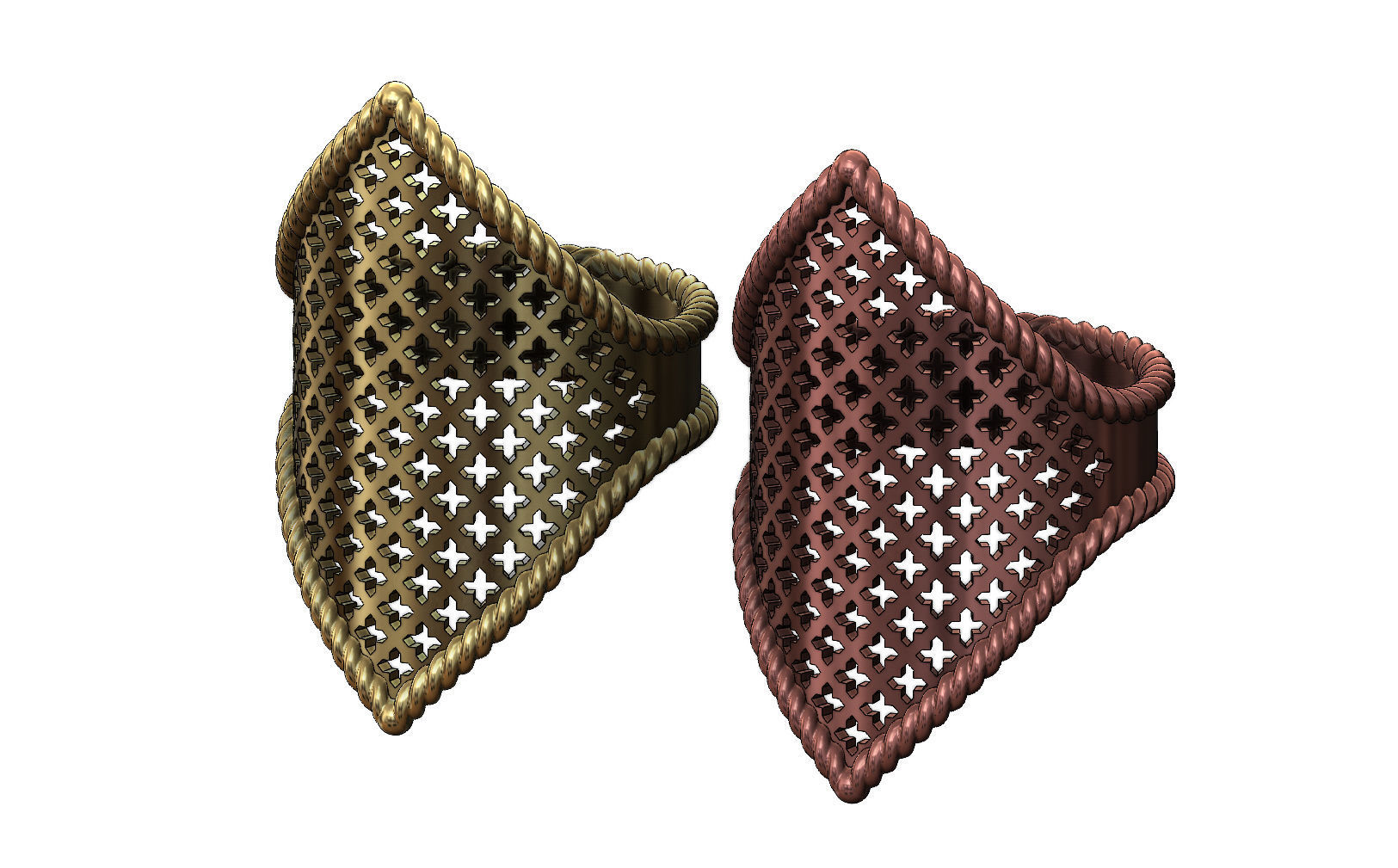 Moroccan beldi ring with moucharabieh pattern 3D print model_1