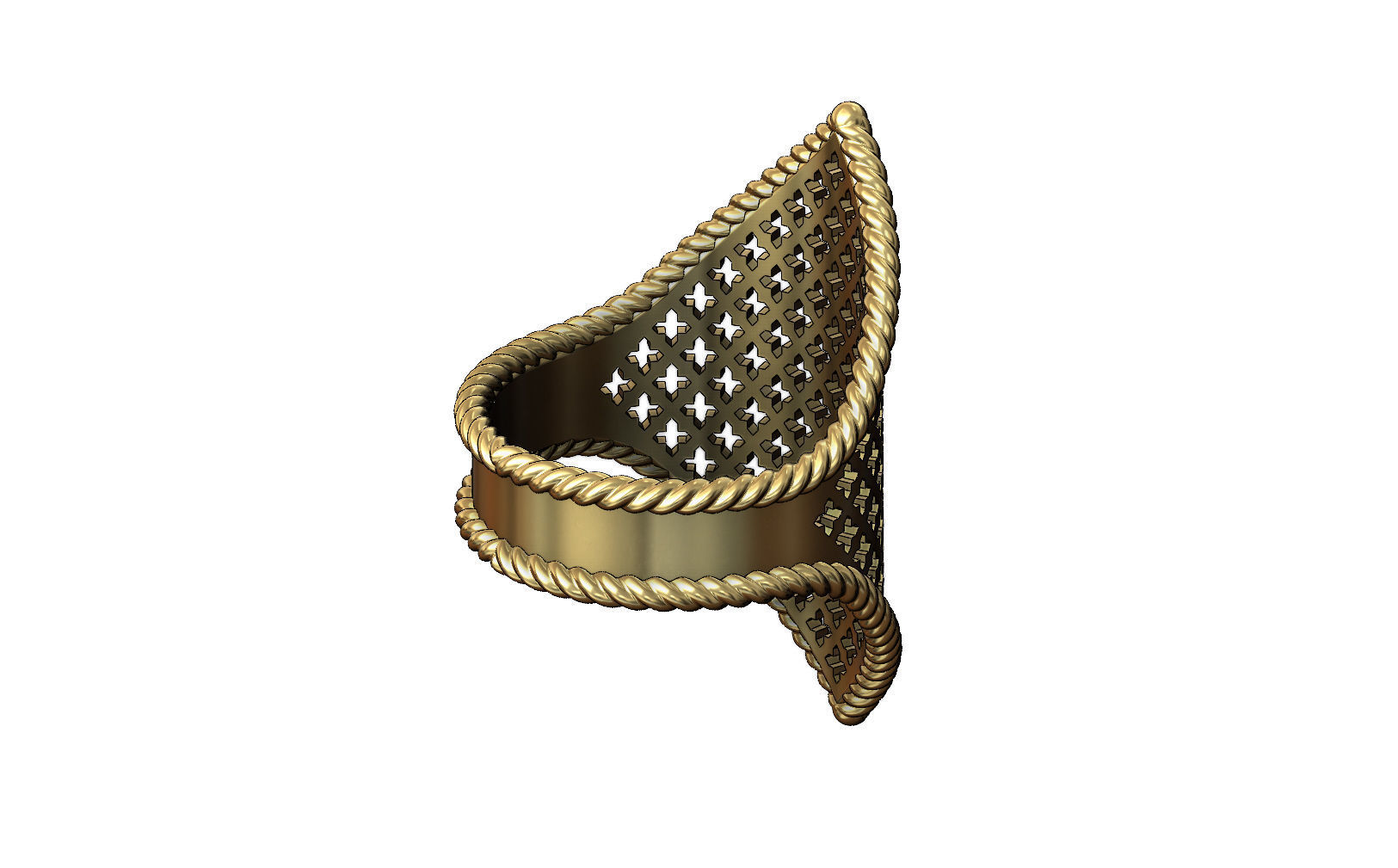 Moroccan beldi ring with moucharabieh pattern 3D print model_4