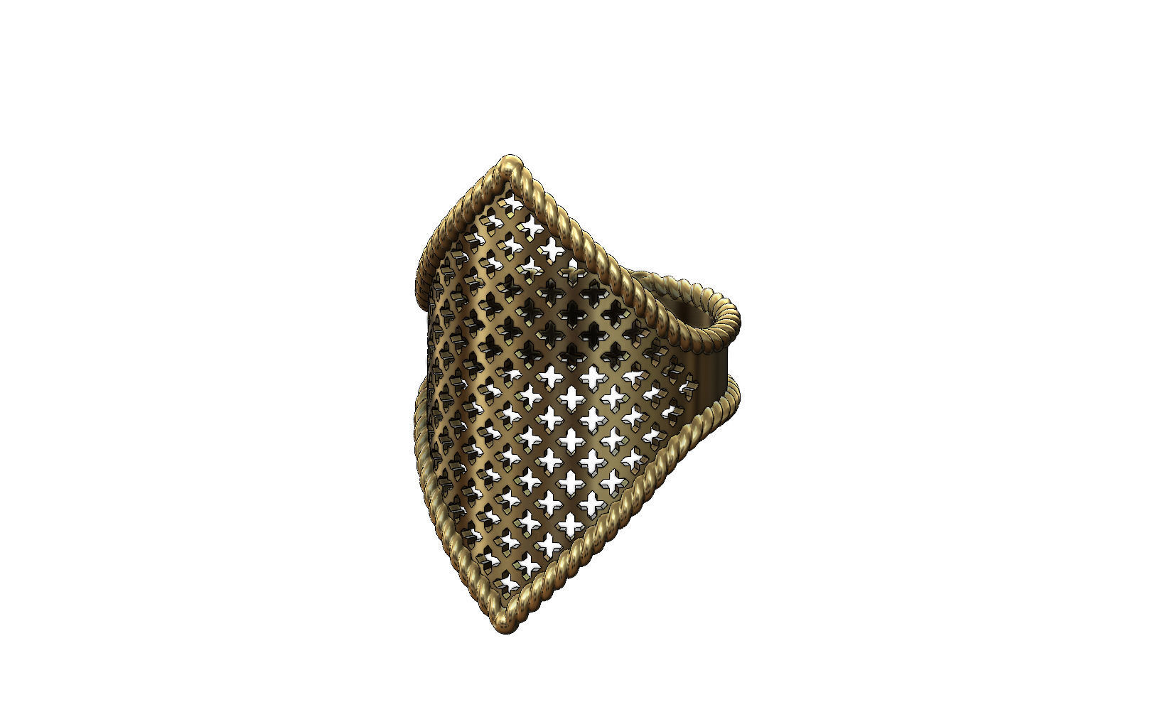Moroccan beldi ring with moucharabieh pattern 3D print model_5