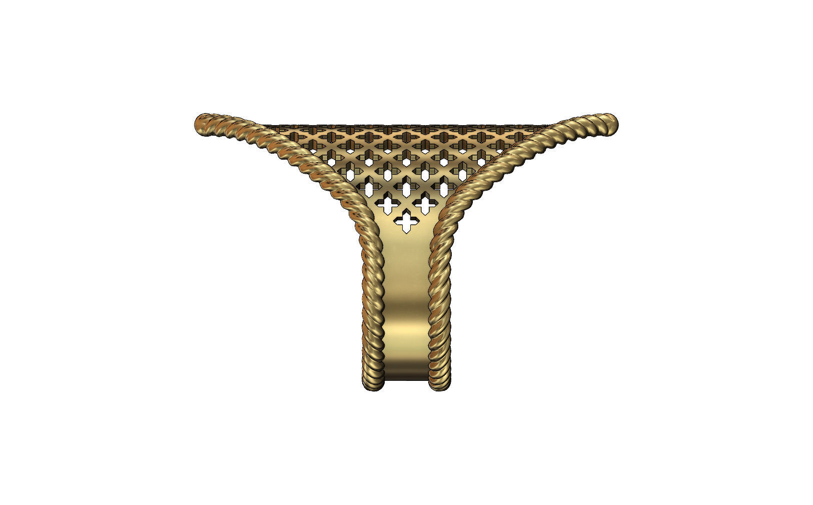 Moroccan beldi ring with moucharabieh pattern 3D print model_9