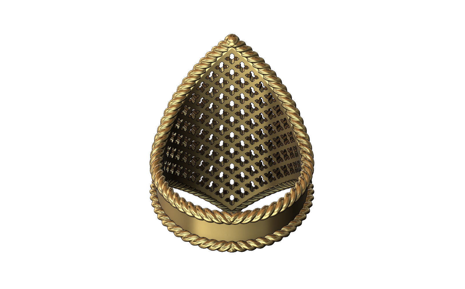 Moroccan beldi ring with moucharabieh pattern 3D print model_6