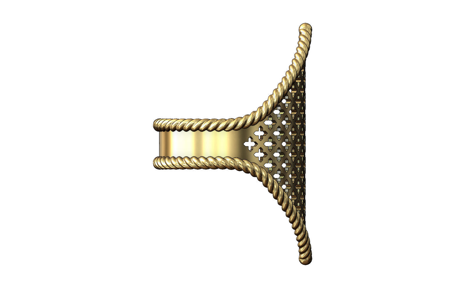 Moroccan beldi ring with moucharabieh pattern 3D print model_3