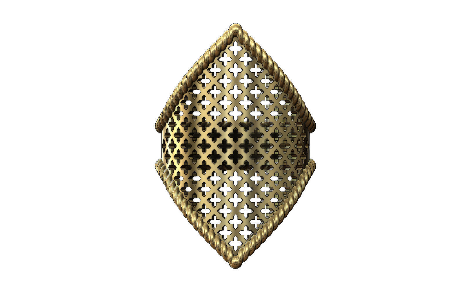 Moroccan beldi ring with moucharabieh pattern 3D print model_2