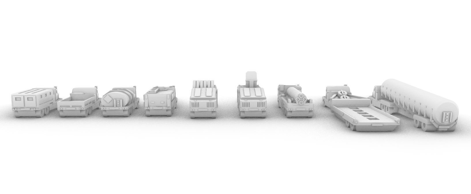 Miniature Trucks Pack 3D print model_1