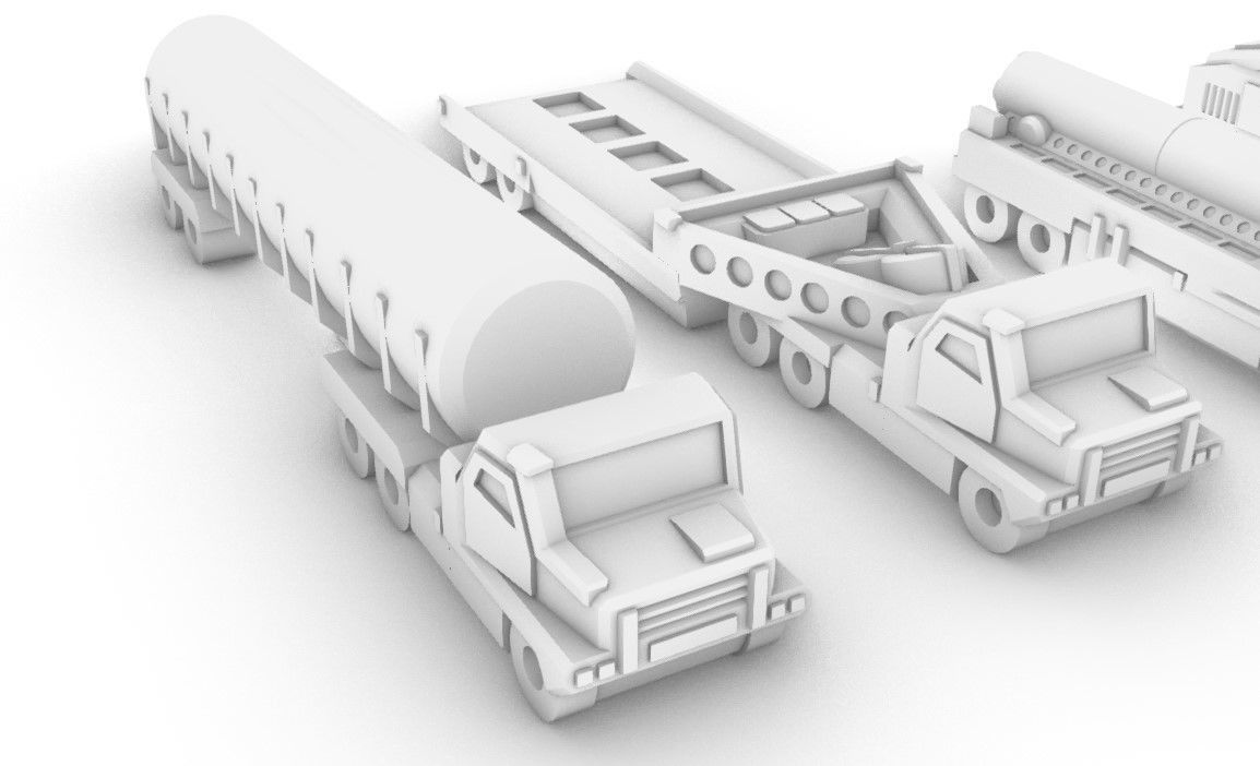 Miniature Trucks Pack 3D print model_6