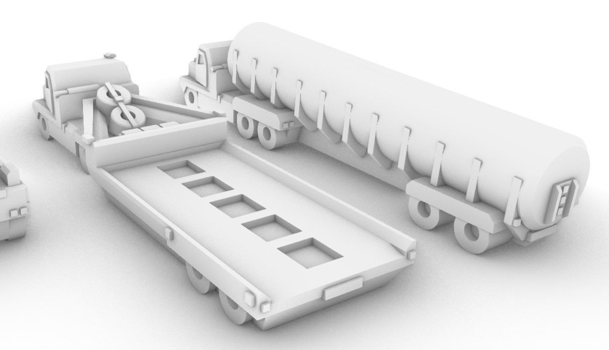 Miniature Trucks Pack 3D print model_12