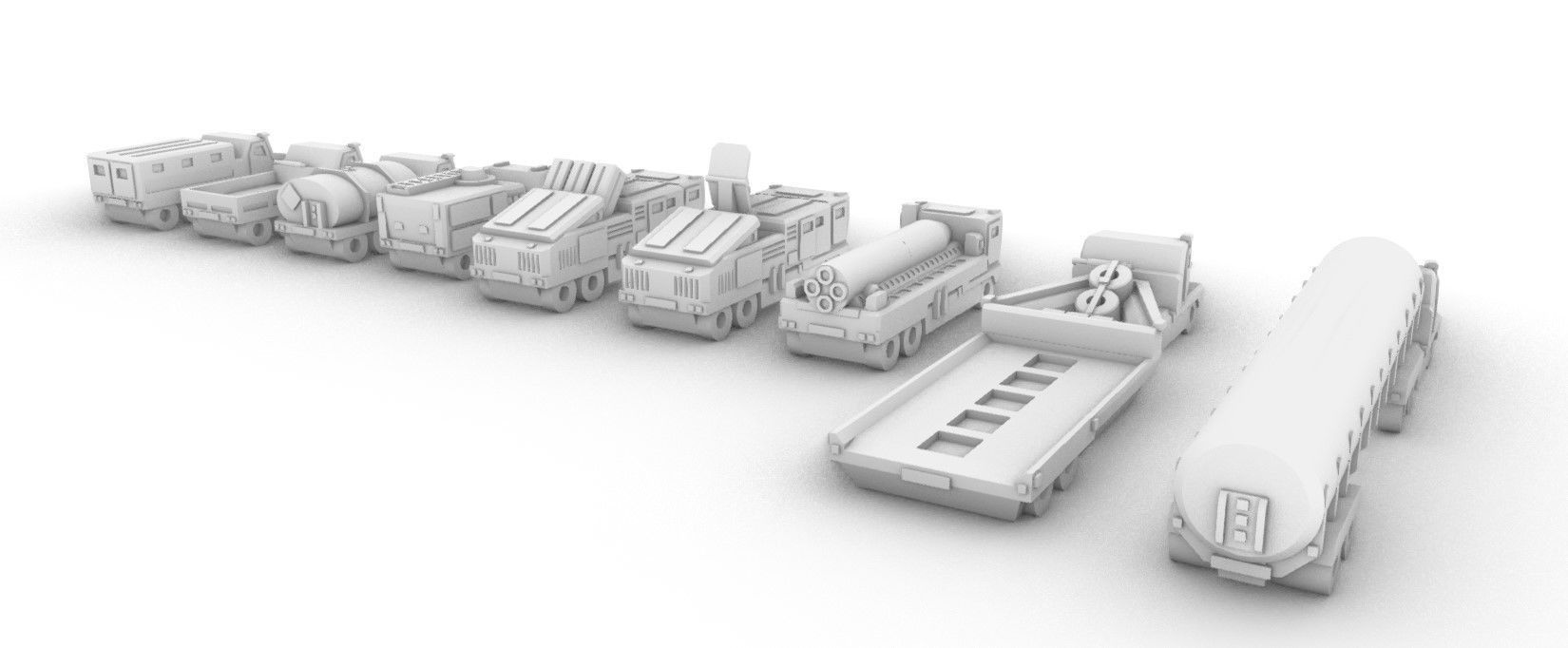 Miniature Trucks Pack 3D print model_5
