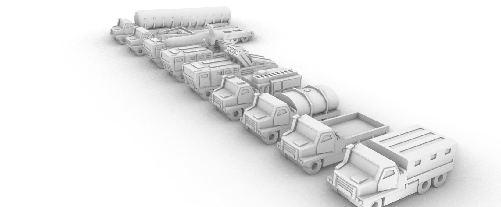 Miniature Trucks Pack 3D print model_20