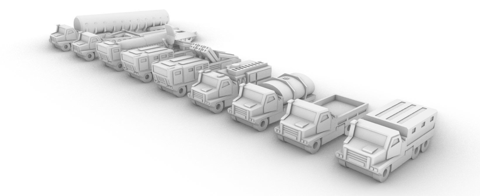 Miniature Trucks Pack 3D print model_17
