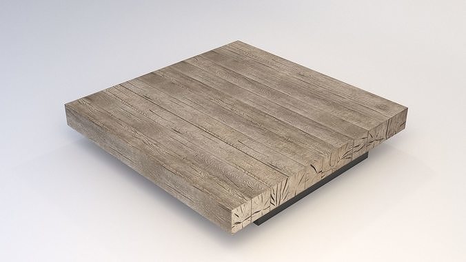 Restoration Hardware Aspen French Oak Metal Rail Coffee Table 3D model 5