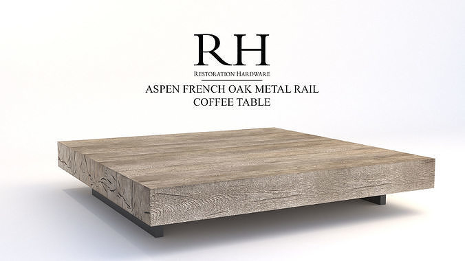 Restoration Hardware Aspen French Oak Metal Rail Coffee Table 3D model