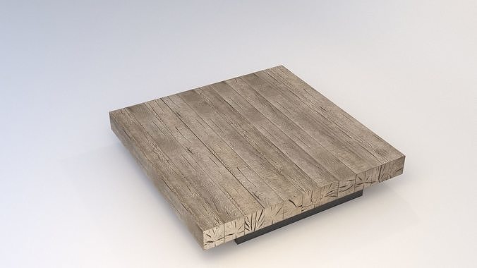 Restoration Hardware Aspen French Oak Metal Rail Coffee Table 3D model 7
