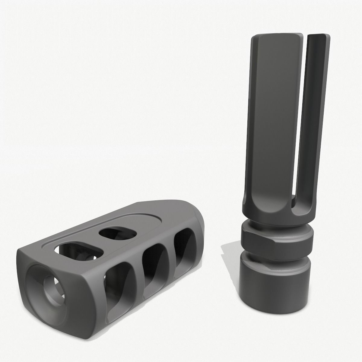 Muzzle Brake Pack Vol-2 Low-poly 3D model_10