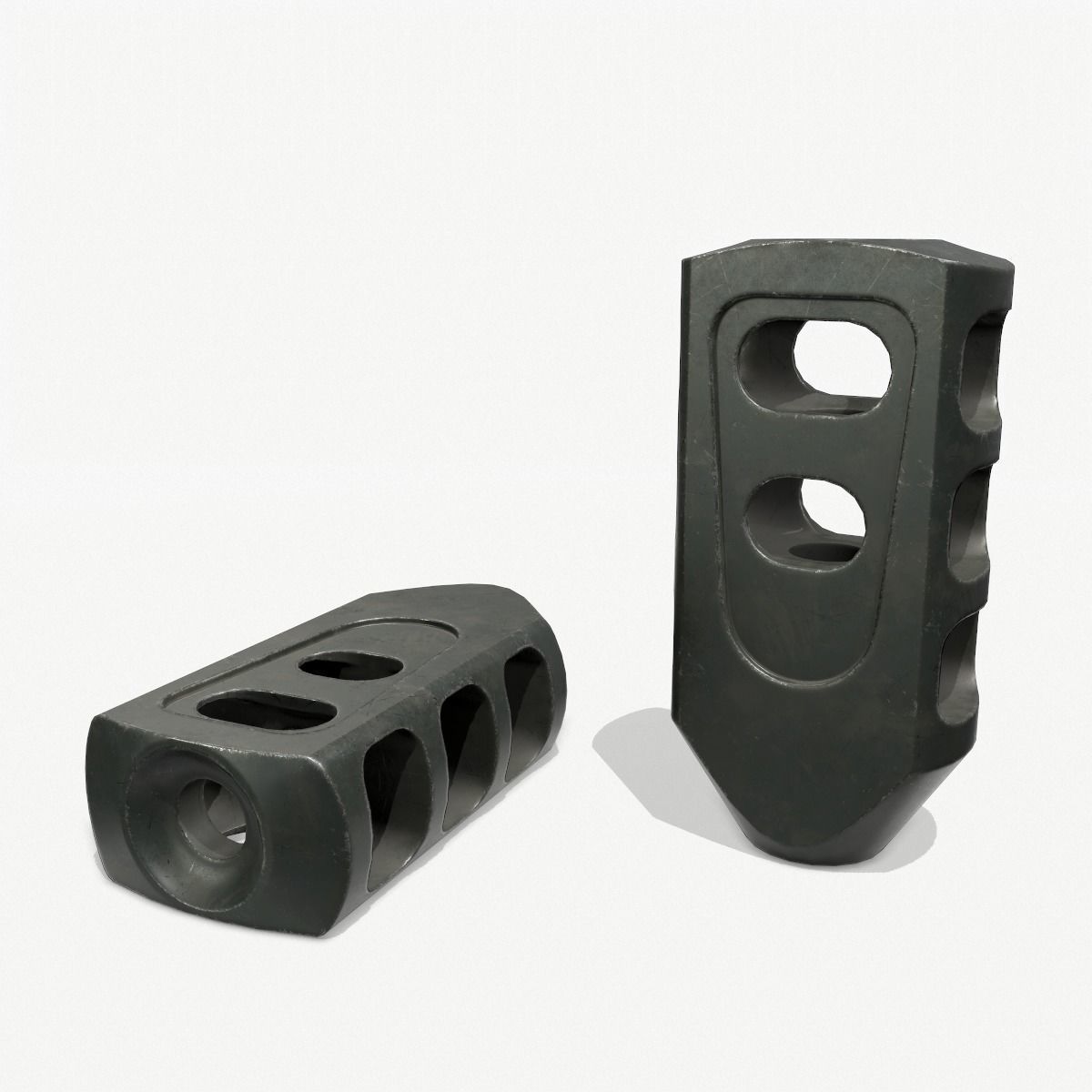 Muzzle Brake Pack Vol-2 Low-poly 3D model_8