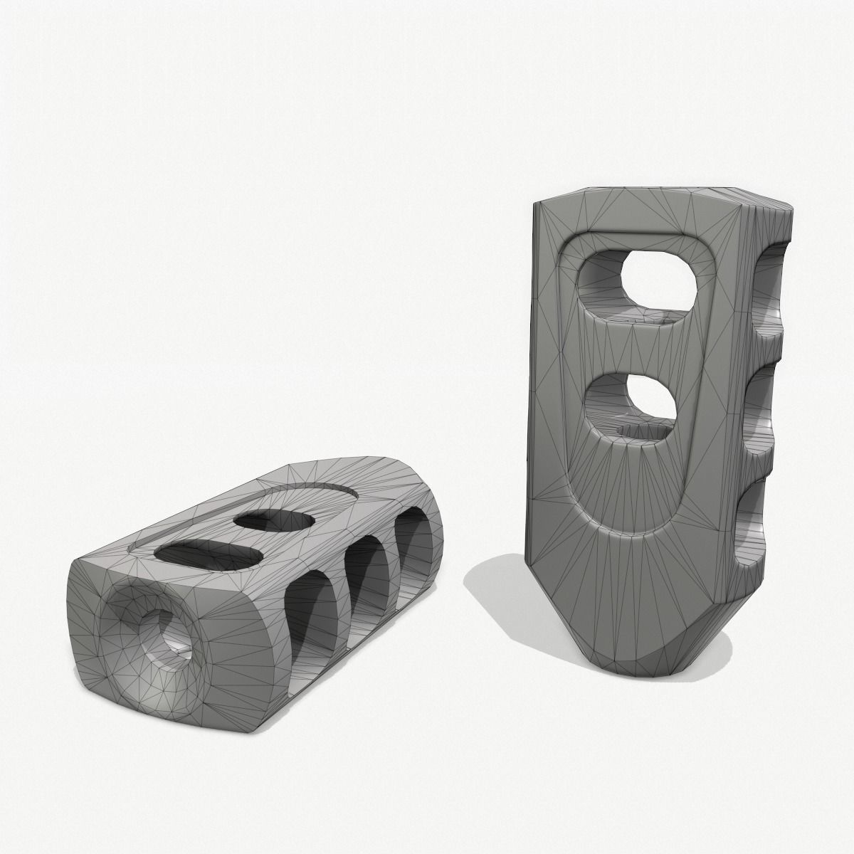 Muzzle Brake Pack Vol-2 Low-poly 3D model_9