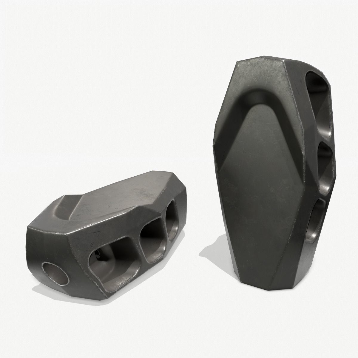 Muzzle Brake Pack Vol-2 Low-poly 3D model_6