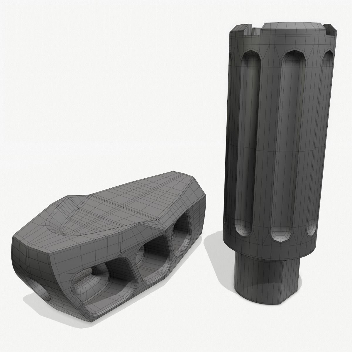 Muzzle Brake Pack Vol-2 Low-poly 3D model_13