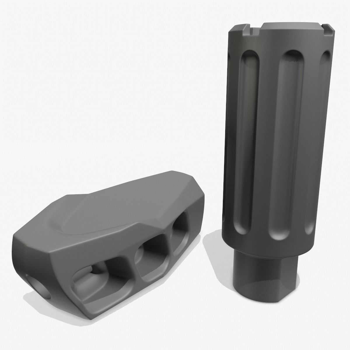 Muzzle Brake Pack Vol-2 Low-poly 3D model_12