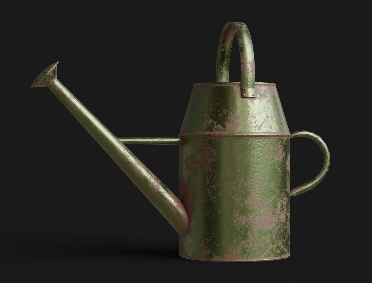 Watering Can Vintage Low-poly 3D model_2