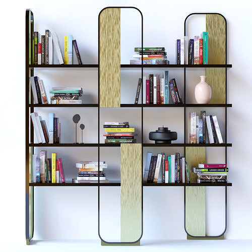 Modern shelf with books 3D model