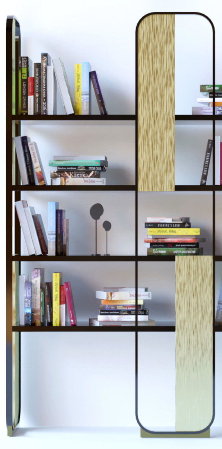 Modern shelf with books 3D model_2