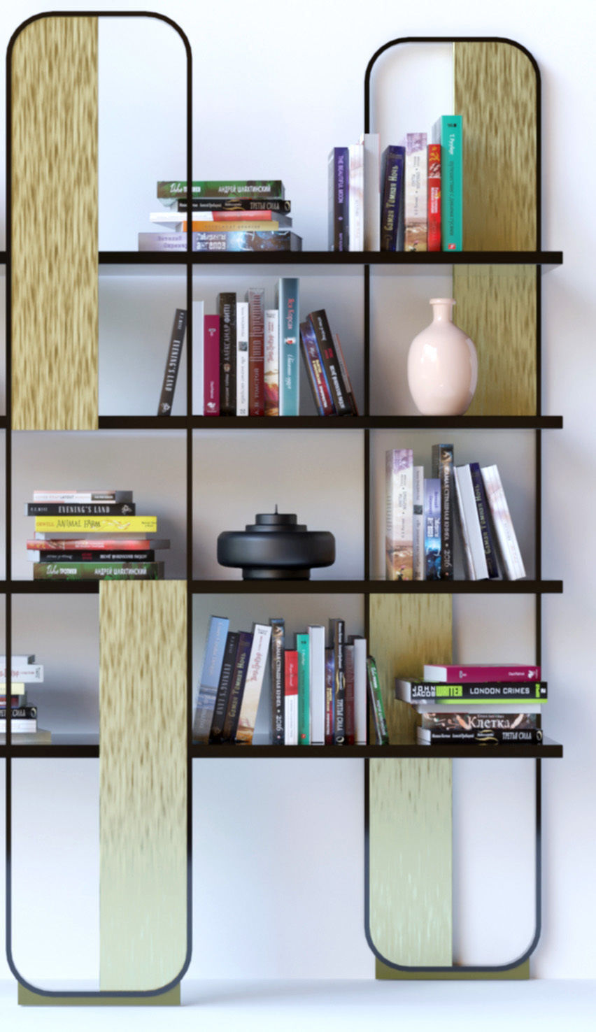 Modern shelf with books 3D model_3