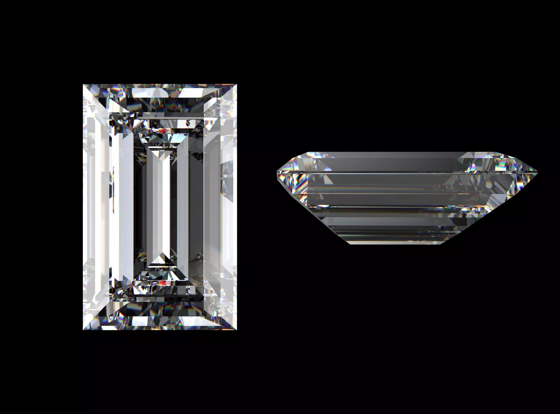 Baguette Cut Diamond - All Sizes 3D model_0