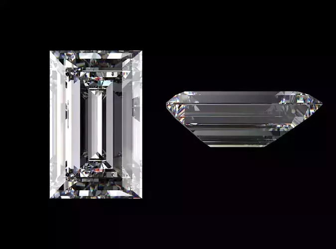 Baguette Cut Diamond - All Sizes 3D model