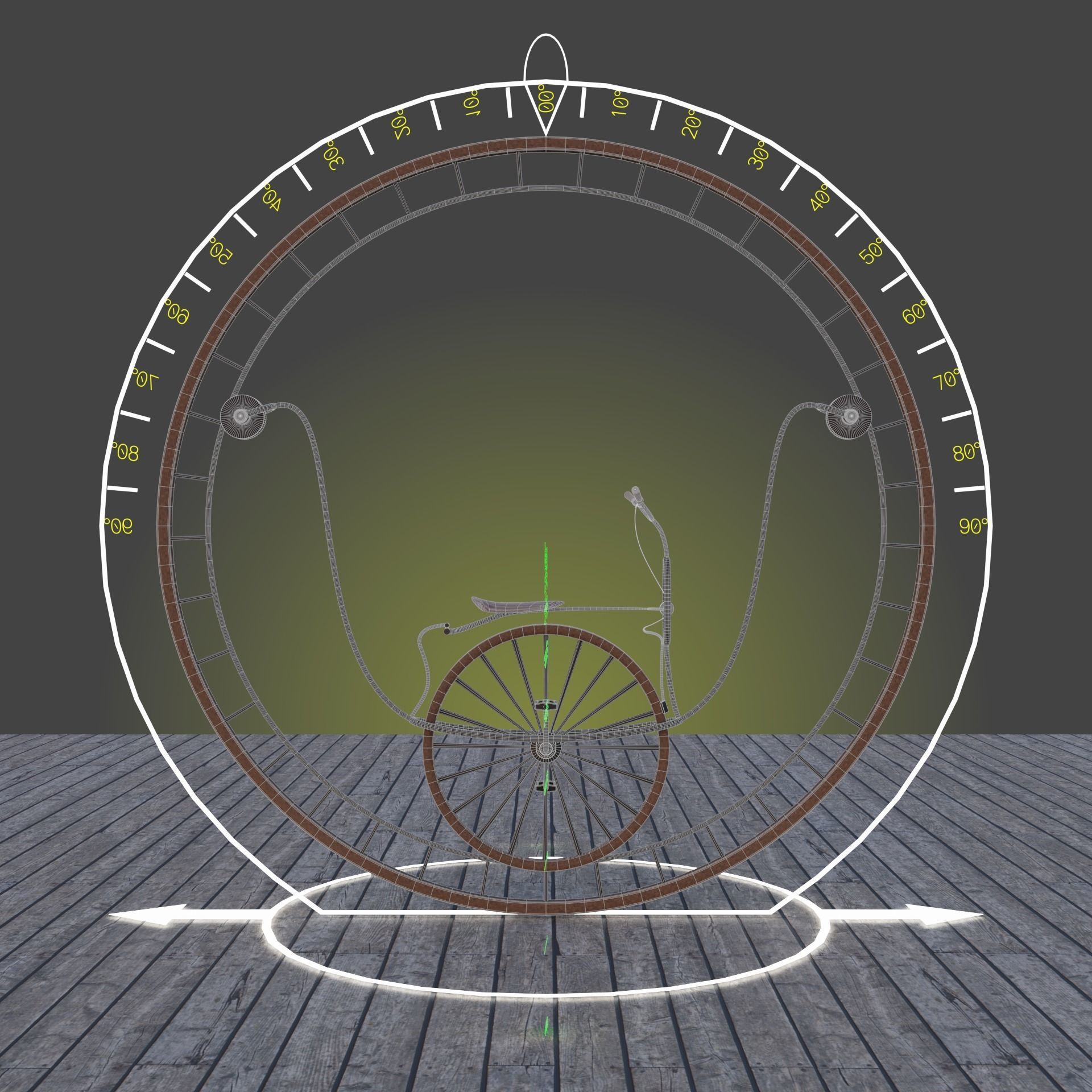 Classic Monowheel Low-poly 3D model_5