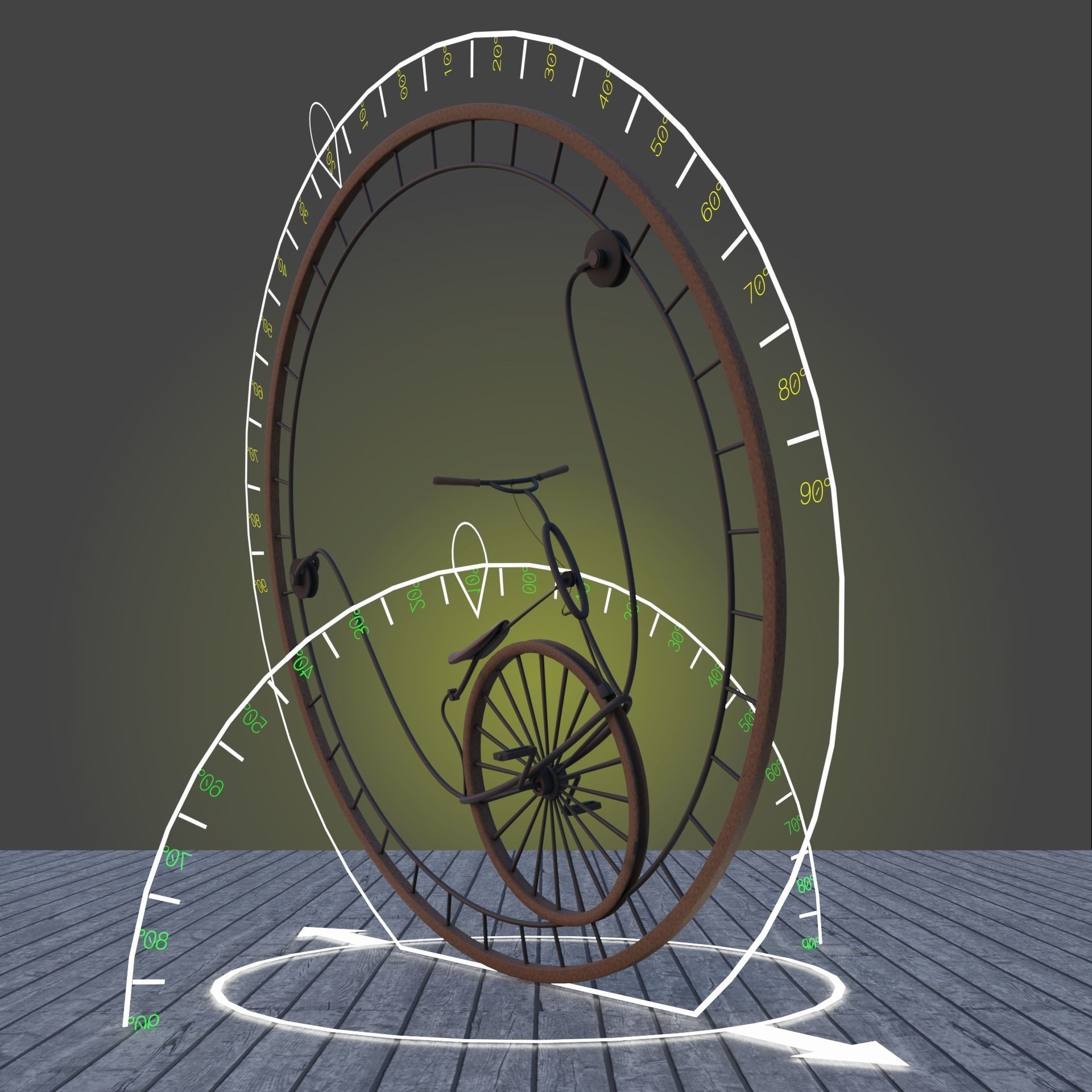 Classic Monowheel Low-poly 3D model_1