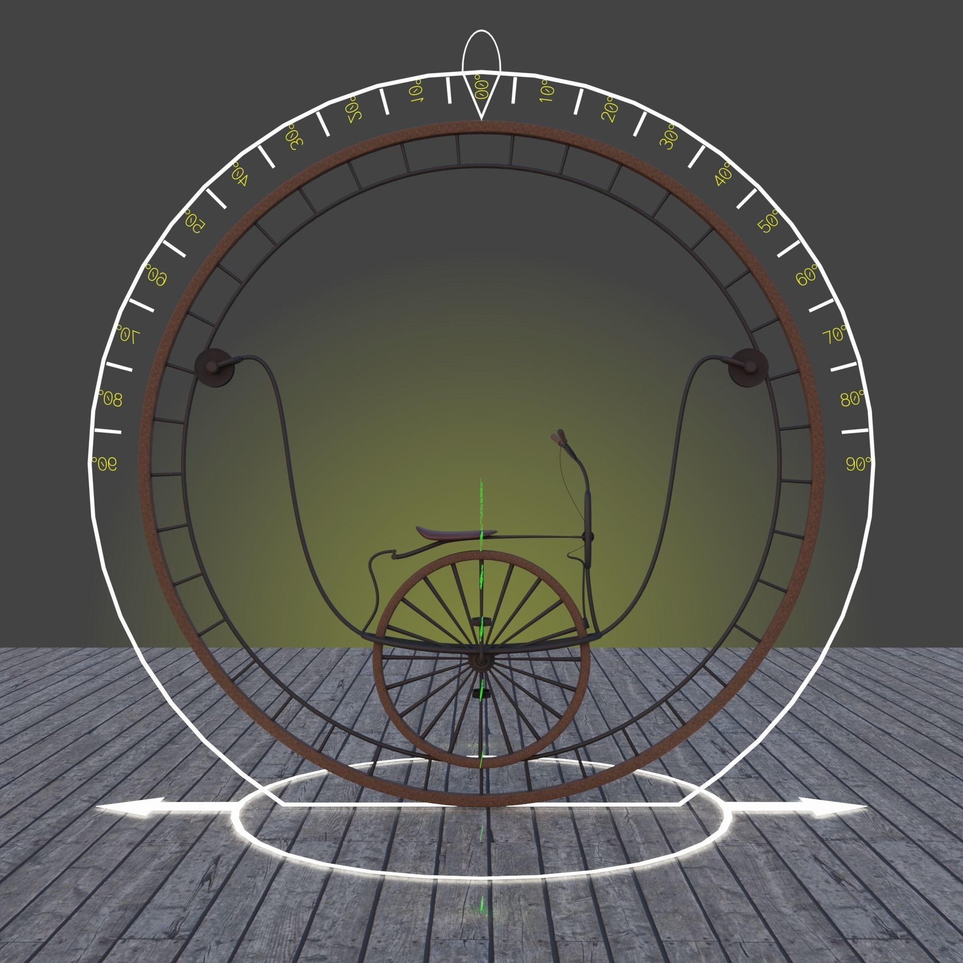 Classic Monowheel Low-poly 3D model_4