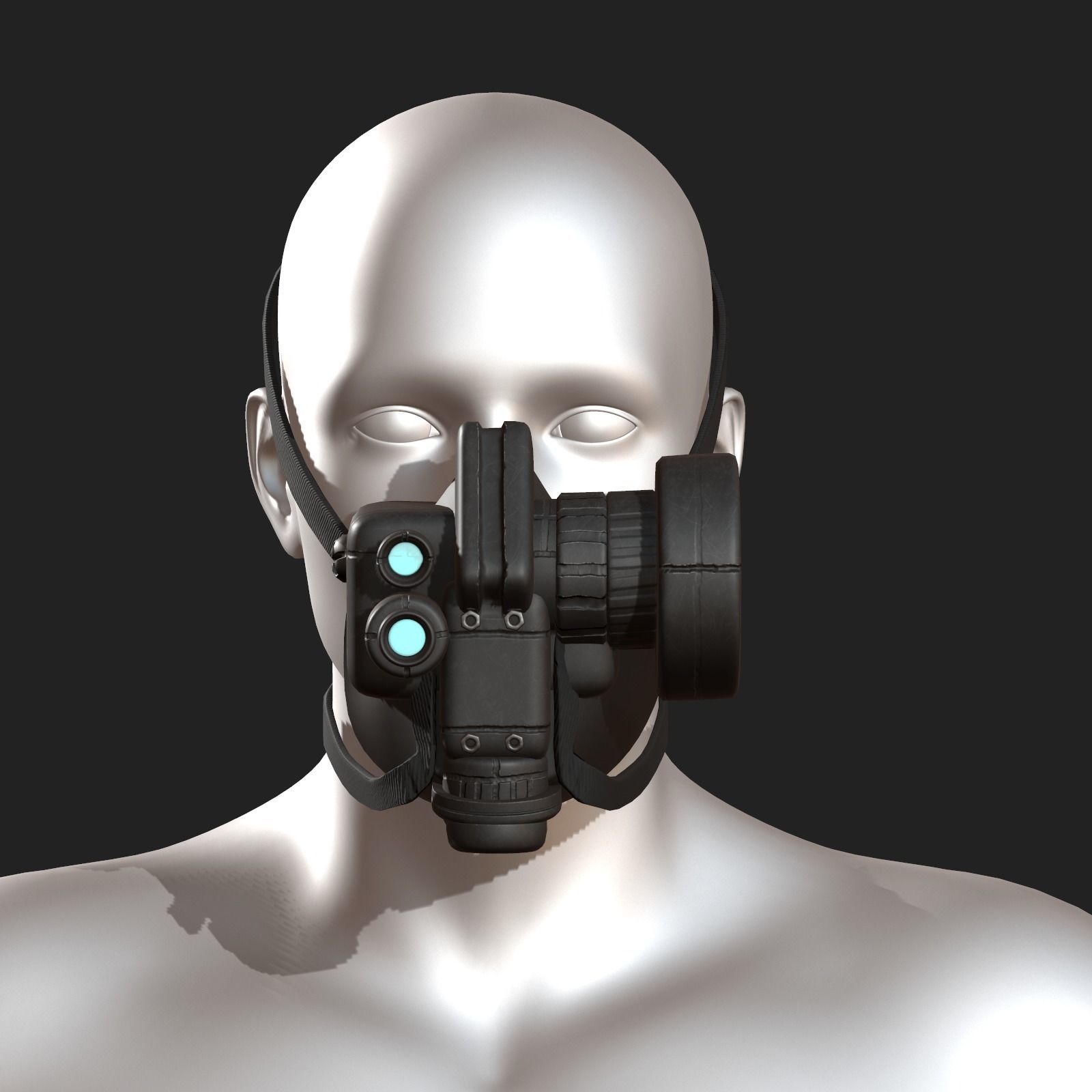 Gas mask respirator scifi futuristic 3d model Low-poly 3D model_1