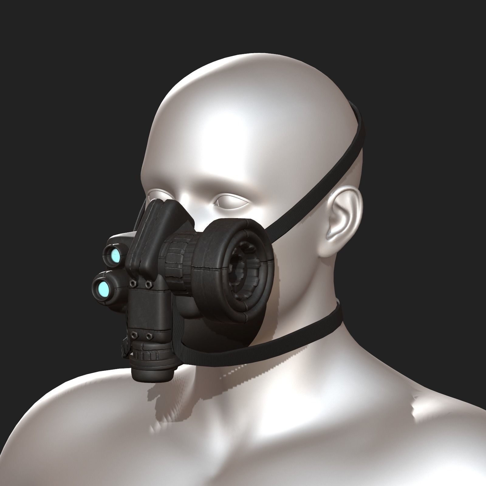 Gas mask respirator scifi futuristic 3d model Low-poly 3D model_2