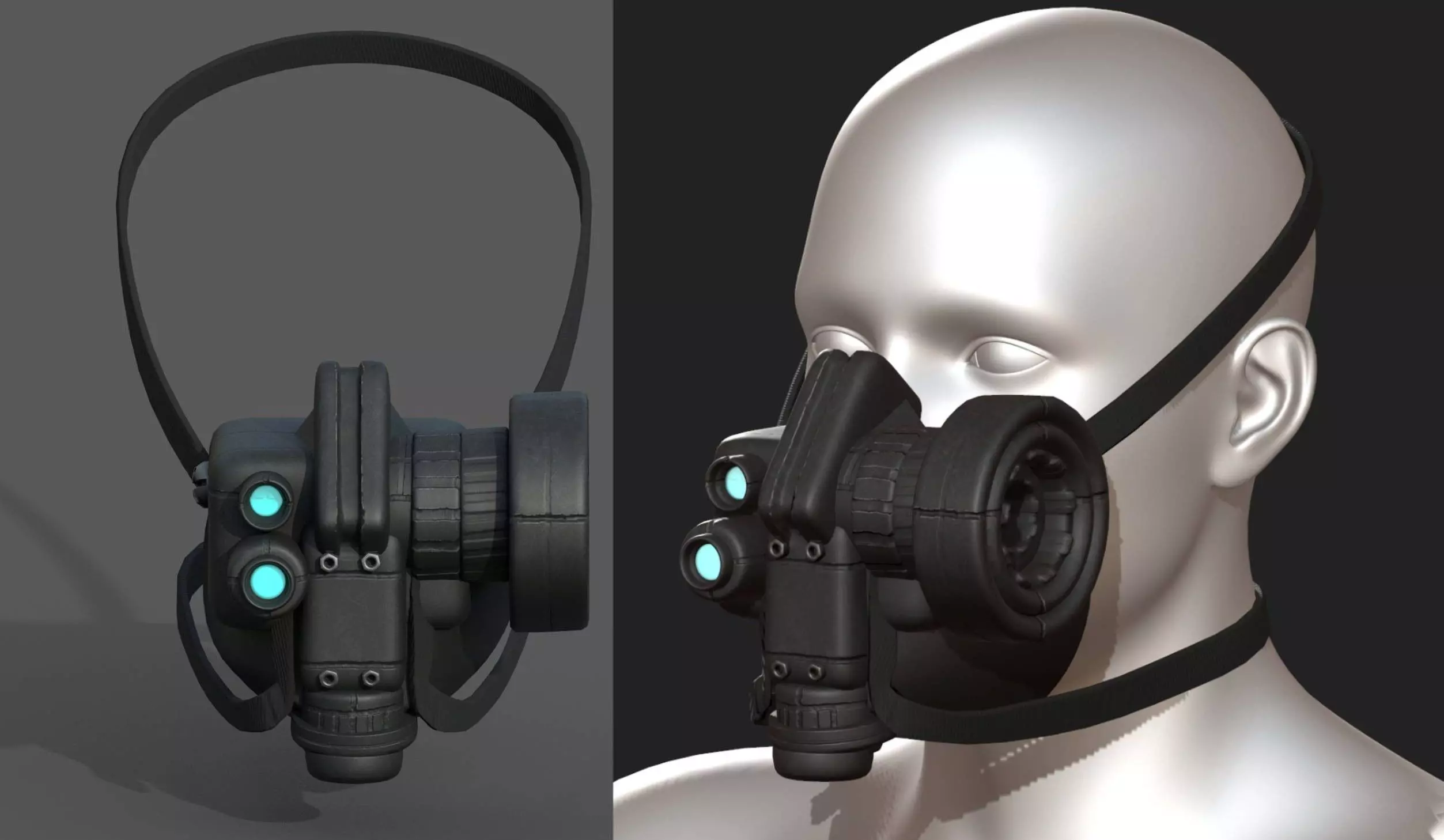 Gas mask respirator scifi futuristic 3d model Low-poly 3D model_0