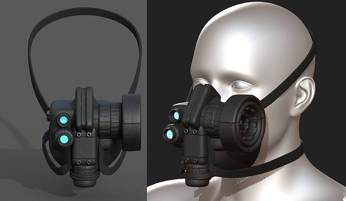 Gas mask respirator scifi futuristic 3d model  Low-poly 3D model