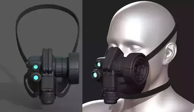 Gas mask respirator scifi futuristic 3d model 