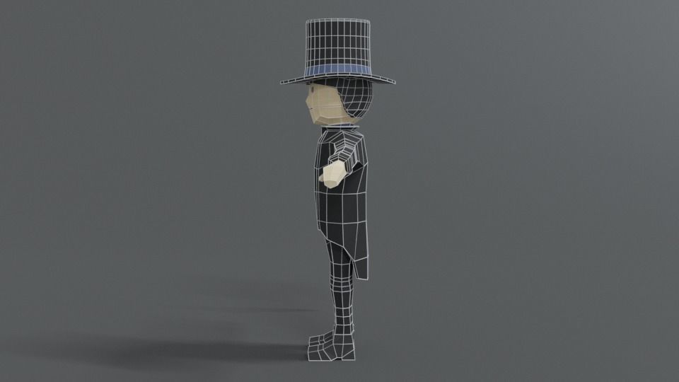 Low Poly Cartoon Tall Hat Man Low-poly 3D model_11