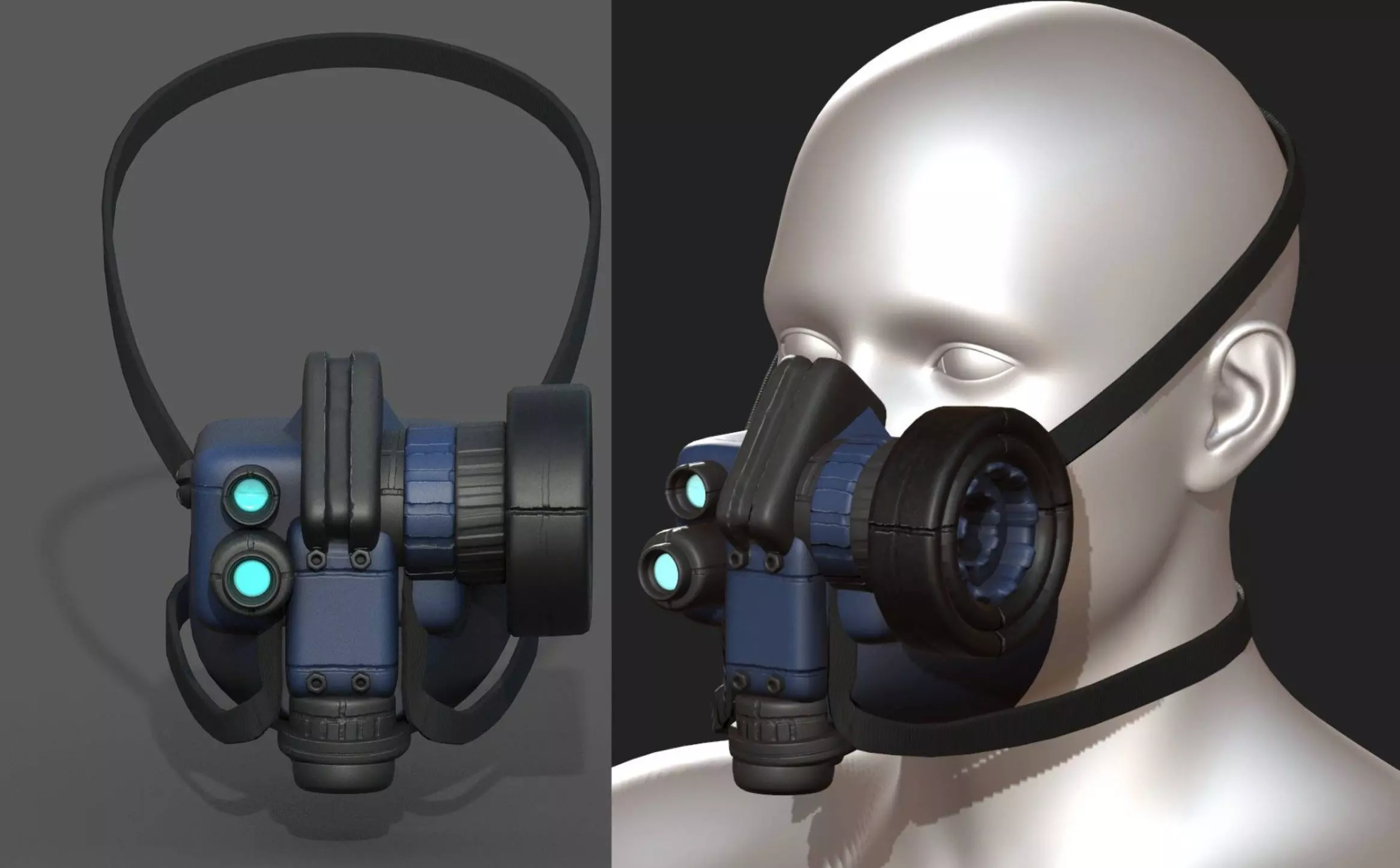 Gas mask scifi futuristic military combat  Low-poly 3D model_0