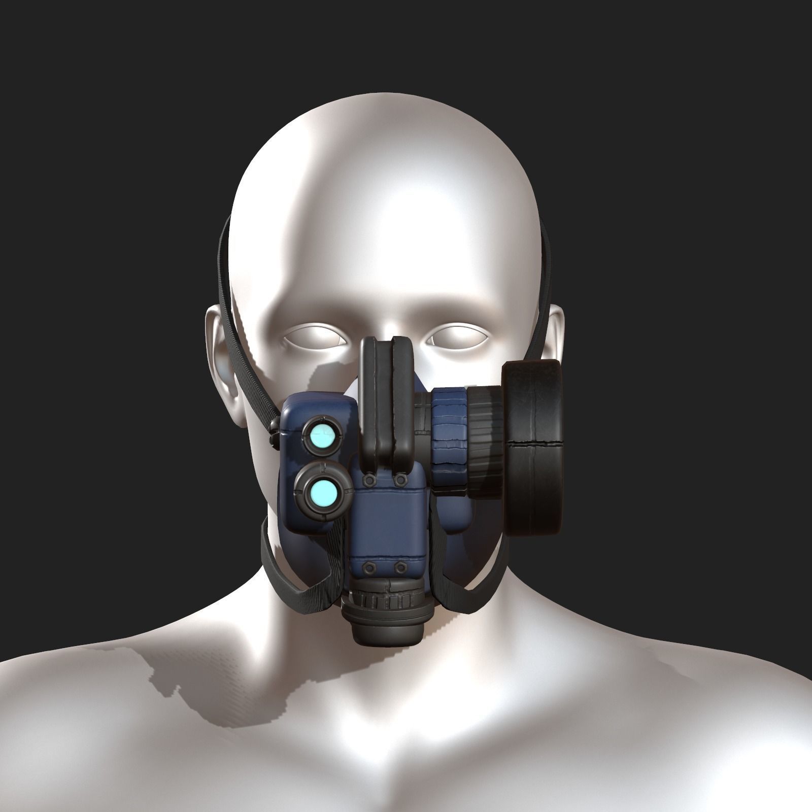 Gas mask scifi futuristic military combat  Low-poly 3D model_1