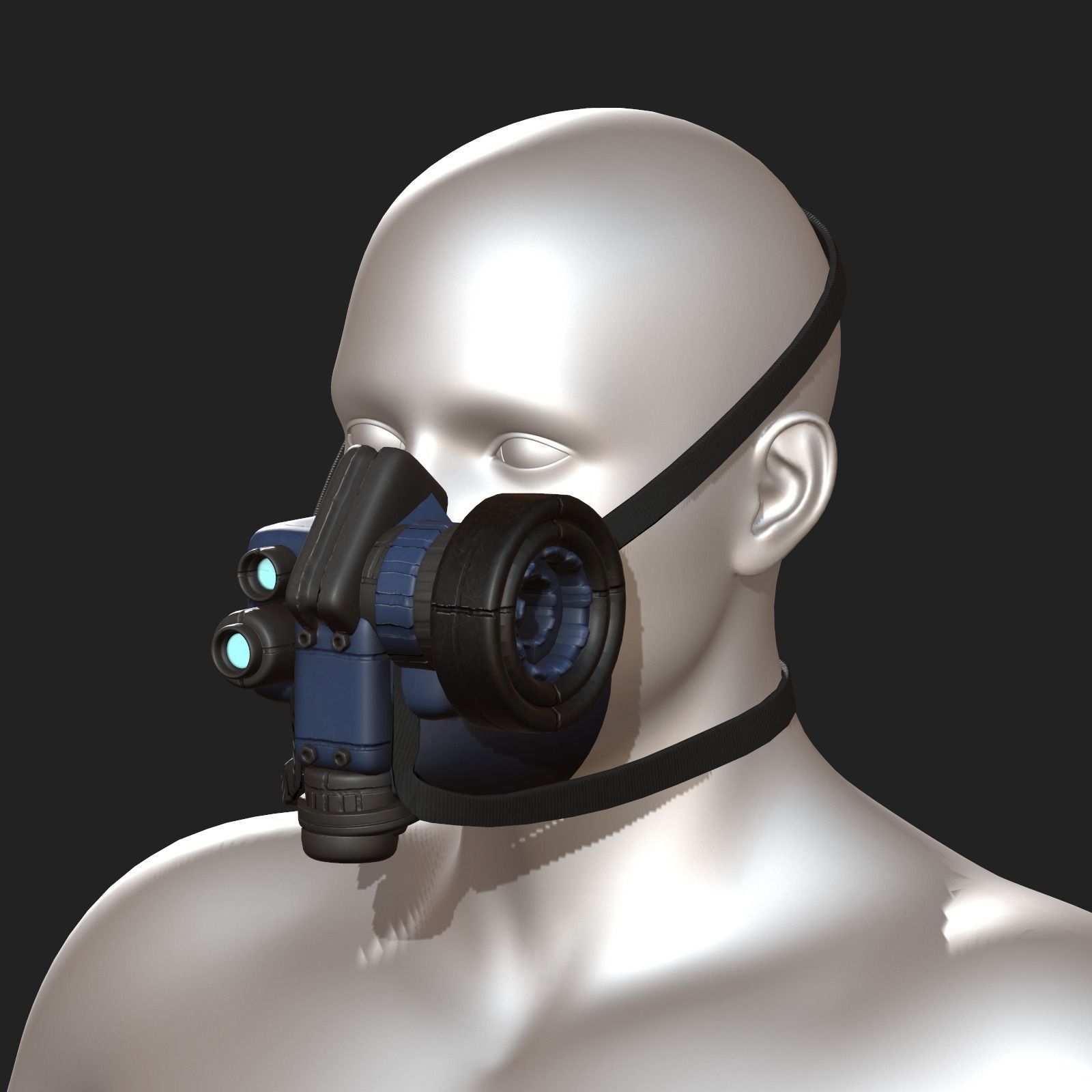 Gas mask scifi futuristic military combat  Low-poly 3D model_3
